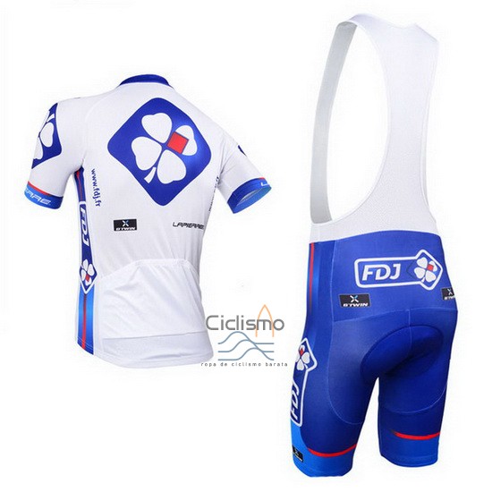 Fdj Ropa Ciclismo Culotte Corto 2013 Mangas Cortas Blanco y Azur